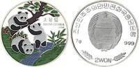 Nordkorea 2 Won Silber Fauna of Asia - Panda - Farbmünze -