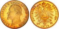 Kaiserreich Sachsen-Coburg und Gotha 20 Mark 1872E Nachprägung 2001, Ernst Herzog, Silber vergoldet PP