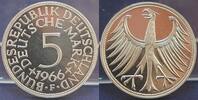 Deutschland 5 DM 5 DM J.387 Silber Kursmünze 1966 F PP, seltenes Münzzeichen -
