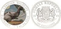 Somalia 100 Shillings 1oz Silber Afrikanische Tierwelt - Elefant coloriert -