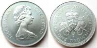 Isle of Man 1 Crown Elisabeth II., Silver Jubilee, Silber -