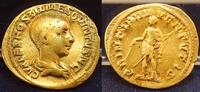Antike / Römische Kaiserzeit Hostilianus Gold Aureus Hostilianus Aureus als Cäsar, 250-51, Rs: Hostilian mit Lanze und Stab