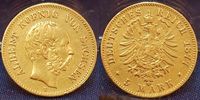 Sachsen 5 Mark Gold 1877 E 5 Mark Gold 1877 E Sachsen, Albert aus Fassung, ss