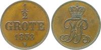 Oldenburg 1/2 Grote Oldenburg 1/2 Grote 1853 B, vz+ schöne Kupferpatina