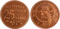 Kaiserreich / 25 Pf. Probeprägung 25 Pfennig Probe 25Pf. J.18 in anderer Gestaltung der Vorder- und RS., Kupfer PP