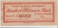 Hildburghausen, Thüringen 100 Millionen Mark Kreis, Notgeld, Rückseite mit Stempel -