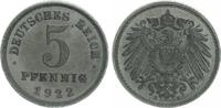 Deutschland / Kaiserreich 5 Pfennig Kaiserreich 5 Pf. J.297 1922 E besonderes Jahr/Mzz Prachtexemplar Stempelglanz
