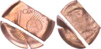 Deutschland 1 Cent Fehlprägung Fehlprägung 1 Cent ohne Rändeleisen Rückseite incus geprägt, entwertet