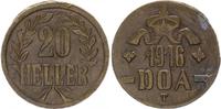 Kolonien / Deutsch-Ostafrika 20 Heller Kolonien Deutsch-Ostafrika 20 Heller 1916T J.727b vz, Messing, 11,44g
