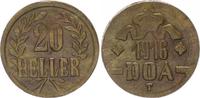 Kolonien / Deutsch-Ostafrika 20 Heller Kolonien Deutsch-Ostafrika 20 Heller 1916T J.727b vz, Messing, 11,16g