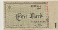 Deutschland / Polen / Getto Litzmannstadt 1 Mark Geldschein Getto Litzmannstadt Geldschein 1 Mark 1940 kassenfrisch (2) Kontrollziffer mit A