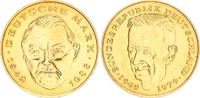 Deutschland 2 DM-Probe in Goldbronze 2 DM zu J.424 Probe Kopplung der Kopfseiten Erhard und Schumacher ohne Randschr. -