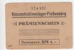 Deutschland / Konzentrationslager Flossenbürg 1 Reichsmark Prämienschein Konzentrationslager Flossenbürg 1 Reichsmark Prämienschein RRRR! -