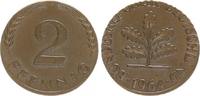 Deutschland 2 Pfennig BRD 2 Pfennig 1964 J Fehlprägung auf zu kleiner Ronde in 1 Pfennig Größe -