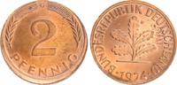 Deutschland 2 Pfennig dezentriert BRD 2 Pfennig 1974 G Fehlprägung:nur Wertseite 5 % dezentriert prfr. -