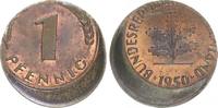 Deutschland 1 Pfennig Fehlprägung BRD 1 Pfennig 1950 Fehlprägung: 25% dezentriert, prfr. Kupferpatina -