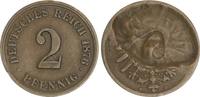Kaiserreich 2 Pfennig Fehlprägung 2 Pfennig 1876 F Fehlprägung 70% incus geprägt ss-vz -