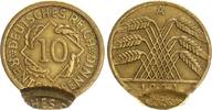 Deutschland / Weimar 10 Pfennig Doppelschlag 10 Pfennig 1924 A Fehlprägung:Wertseite Doppelschlag ss-vz -