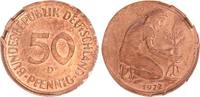 Deutschland 50 Pfennig auf Kupferplattierter 1Pf. Ronde 50 Pfennig 1972 D auf Kupferplattierter magnet. 1 Pf. Ronde 2,0g vz -