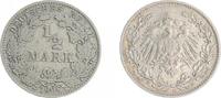 Kaiserreich 1/2 Mark 1/2 Mark Silber J.16 1908 J, 8 aus 7 geändert (2) -