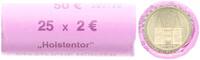 Bundesrepublik Deutschland 2 Euro Münzrolle Holstentor 2006 G 2 Euro Deutschland Holstentor Münzrolle mit 25 Münzen. 2006 G -
