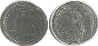 Deutschland / Kaiserreich 5 Pfennig Fehlprägung Ersatzmünzen 1. Weltkrieg 5 Pf. ohne Jahr,Mzz. F 50% incus durch Rückseite -