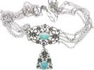 Trachtschmuck Trachtschmuck, Silberfarben, mit blauen Stein, 31,1g -