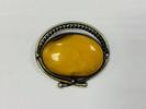Silber Brosche, Silber, 7,98g, Bernstein, ca. 3,5cm groß -