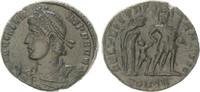 Antike / Römische Kaiserzeit / Constans Follis Follis Constans Soldat führt Gestalt aus Hütte unter Baum ss-vz -