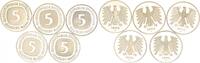 Deutschland / Bundesrepublik 5 Mark 5 DM Kursmünze 1995 ADFGJ 5 Stück komplett Polierte Platte (PP, Proof) -