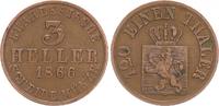 Hessen - Kassel - Altdeutschland 3 Cu Heller Hessen - Kassel 3 Heller 1866 -