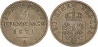 Preußen - Altdeutschland 3 Pfennig 1/120 einen Taler Preußen 3 Pfenninge 1871 A König Wilhelm I Scheidemünze -