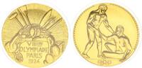 Deutschland - Olympia Medaille Bronzemedaille vergoldet Bronzemedaille Olympiade 1924 Paris Frankreich - spätere Prägung -
