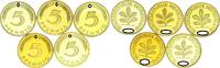 Deutschland 5 Pfennig 5 Pfennig 1993 A,D,F,G,J 5 Münzen komplett PP -