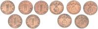Deutschland / 3.Reich Lot 5x1 Pfennig Lot 5x 1 Pfennig 1937 E J.361 -