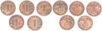 Deutschland / 3.Reich Lot 5x1 Pfennig Lot 5x 1 Pfennig 1937 E J.361 -