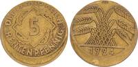 Deutschland / Weimar 5 Pfennig Fehlprägung 5 Pfennig 1924 A Fehlprägung 15-20% dezentriert ohne Riffelrand -