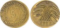 Deutschland / Weimar 5 Pfennig Fehlprägung 5 Pfennig 1924 A Fehlprägung 15% dezentriert ohne Riffelrand -