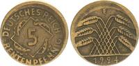 Deutschland / Weimar 5 Pfennig Fehlprägung 5 Pfennig 1924 E Fehlprägung 10% dezentriert ohne Riffelrand -