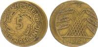 Deutschland / Weimar 5 Pfennig Fehlprägung 5 Pfennig 1924 E Fehlprägung 10% dezentriert ohne Riffelrand -