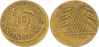 Deutschland / WEIMAR 10 Pfennig Weimar, 10 Pfennig 1924 A, Fehlprägung: 15% dezentriert, ohne Riffelrand -