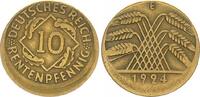 Deutschland / WEIMAR 10 Pfennig Weimar, 10 Pfennig 1924 E, Fehlprägung: 15% dezentriert, ohne Riffelrand -