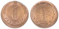 Deutschland 1 Pfennig 15% dezentriert BRD 1 Pfennig 1950 G Fehlprägung: 15% dezentriert -