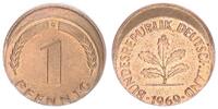 Deutschland 1 Pfennig 15% dezentriert BRD 1 Pfennig 1969 G Fehlprägung: 15% dezentriert -