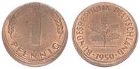 Deutschland 1 Pfennig 10% dezentriert BRD 1 Pfennig 1950 G Fehlprägung: 10% dezentriert -