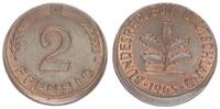 Deutschland 2 Pfennig 5% dezentriert BRD 2 Pfennig 1965 F Fehlprägung: 5% dezentriert -