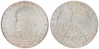 Deutschland /Weimar/ Probeprägung 3 Mark Probe 1926 D Weimar 3 Mark 1926 D Motivpr. in Silber,VS und RS neues Design, vz-st -