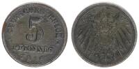 Deutschland / Kaiserreich 5 Pfennig Kopplung mit 1 Pfennig Rückseite 5 Pfennig J.297 1916 D Stempelkopplung mit 1 Pfennig Adlerseite (Strichkreis) -