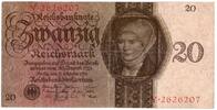 Deutschland 20 Reichsmark Reichsbanknote Unterdruck Buchstabe B, Serie Y. gebraucht, seltener Unterdruck-Buchstabe -