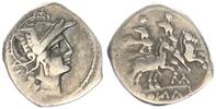 Antike / Römische Republik Denar Silber MAT (Matienus?), Romakopf r., Diposkuren n.r. -